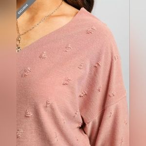 Destructed Drop Shoulder Top BKE small